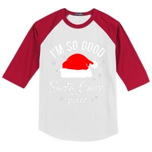 Funny Im So Good Santa Came Santa Hat Christmas Kids Colorblock Raglan Jersey