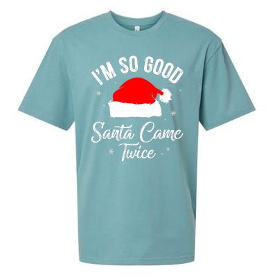 Funny Im So Good Santa Came Santa Hat Christmas Sueded Cloud Jersey T-Shirt