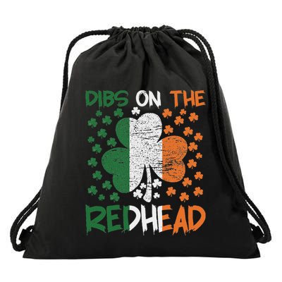 Funny Irish St Patricks Day Shamrock Dibs On The Redhead Drawstring Bag