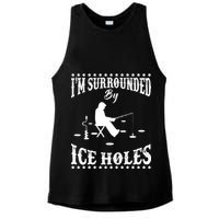 Funny I'm Surrounded By Ice Hole Ice Fishing Enthusiast Ladies PosiCharge Tri-Blend Wicking Tank