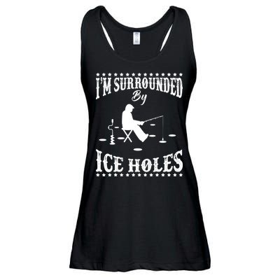 Funny I'm Surrounded By Ice Hole Ice Fishing Enthusiast Ladies Essential Flowy Tank