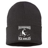 Funny I'm Surrounded By Ice Hole Ice Fishing Enthusiast Sustainable Knit Beanie