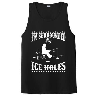 Funny I'm Surrounded By Ice Hole Ice Fishing Enthusiast PosiCharge Competitor Tank