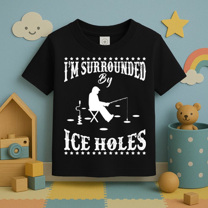 Funny I'm Surrounded By Ice Hole Ice Fishing Enthusiast Toddler T-Shirt
