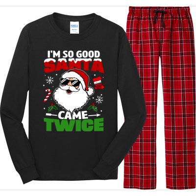 Funny Im So Good Santa Came Twice Christmas Adults Long Sleeve Pajama Set