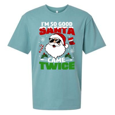 Funny Im So Good Santa Came Twice Christmas Adults Sueded Cloud Jersey T-Shirt