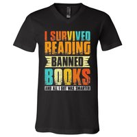Funny I Survived Reading Banned Books And All I Got Was Smarter V-Neck T-Shirt