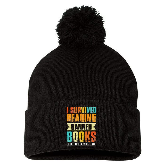 Funny I Survived Reading Banned Books And All I Got Was Smarter Pom Pom 12in Knit Beanie