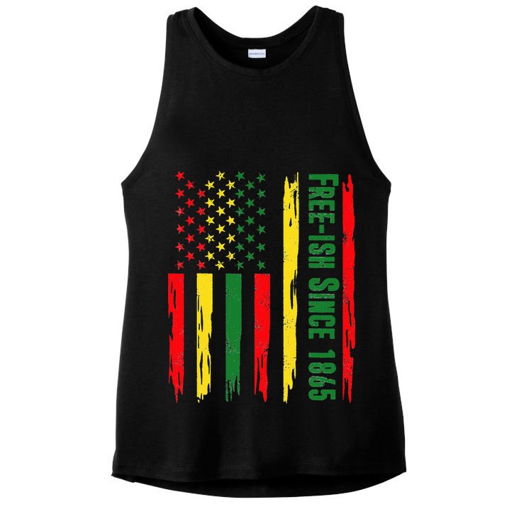 Free Ish Since 1865 With Pan African Flag For Juneteenth Ladies PosiCharge Tri-Blend Wicking Tank