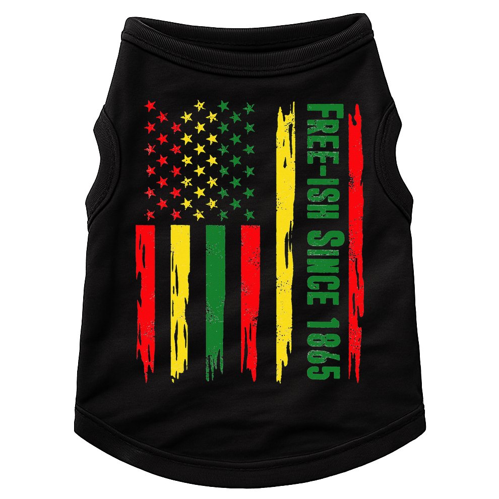 Free Ish Since 1865 With Pan African Flag For Juneteenth Doggie Tank