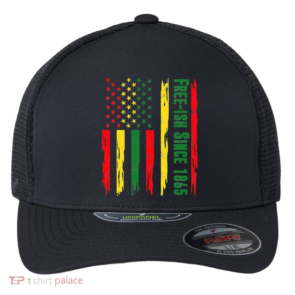 Free Ish Since 1865 With Pan African Flag For Juneteenth Flexfit Unipanel Trucker Cap