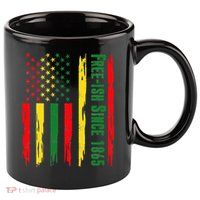 Free Ish Since 1865 With Pan African Flag For Juneteenth 11oz C Handle Ceramic Mug