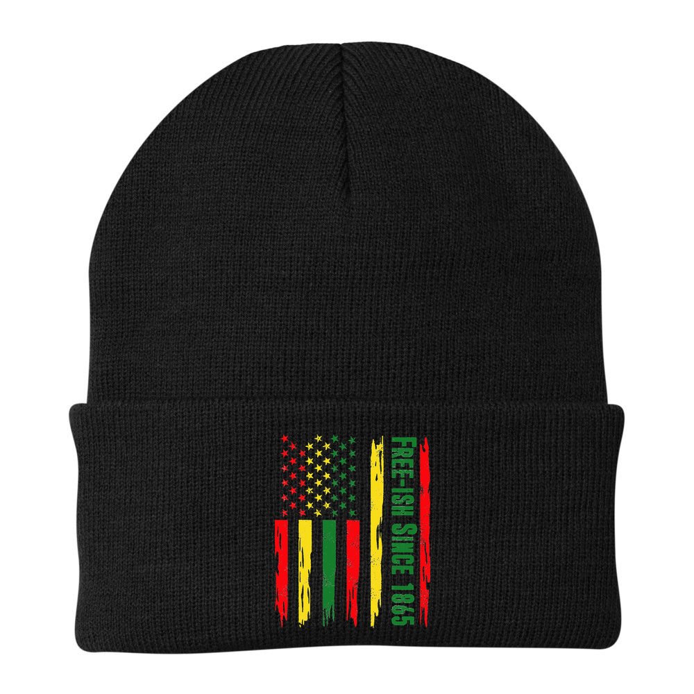 Free Ish Since 1865 With Pan African Flag For Juneteenth Beanie