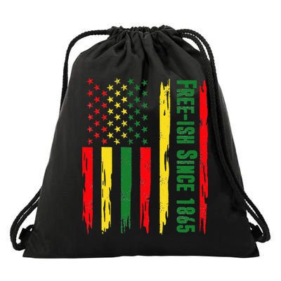 Free Ish Since 1865 With Pan African Flag For Juneteenth Drawstring Bag
