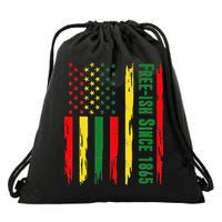Free Ish Since 1865 With Pan African Flag For Juneteenth Drawstring Bag