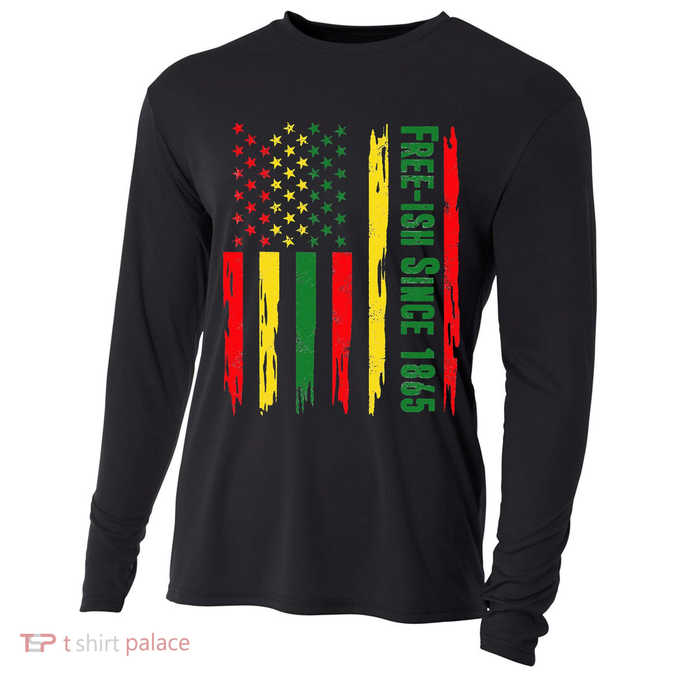 Free Ish Since 1865 With Pan African Flag For Juneteenth Cooling Performance Long Sleeve Crew