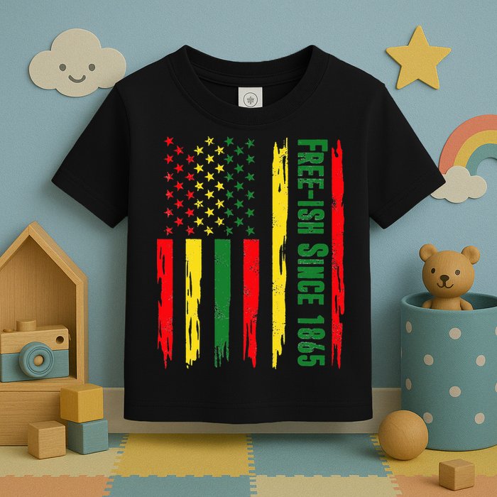 Free Ish Since 1865 With Pan African Flag For Juneteenth Toddler T-Shirt