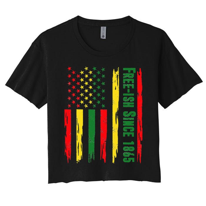 Free Ish Since 1865 With Pan African Flag For Juneteenth Crop Top