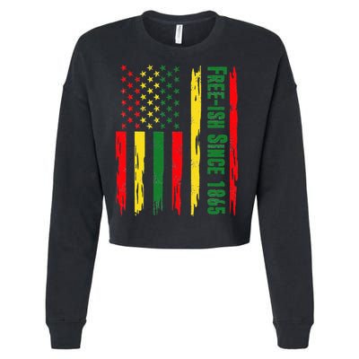 Free Ish Since 1865 With Pan African Flag For Juneteenth Cropped Pullover Crew