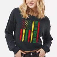 Free Ish Since 1865 With Pan African Flag For Juneteenth Cropped Pullover Crew