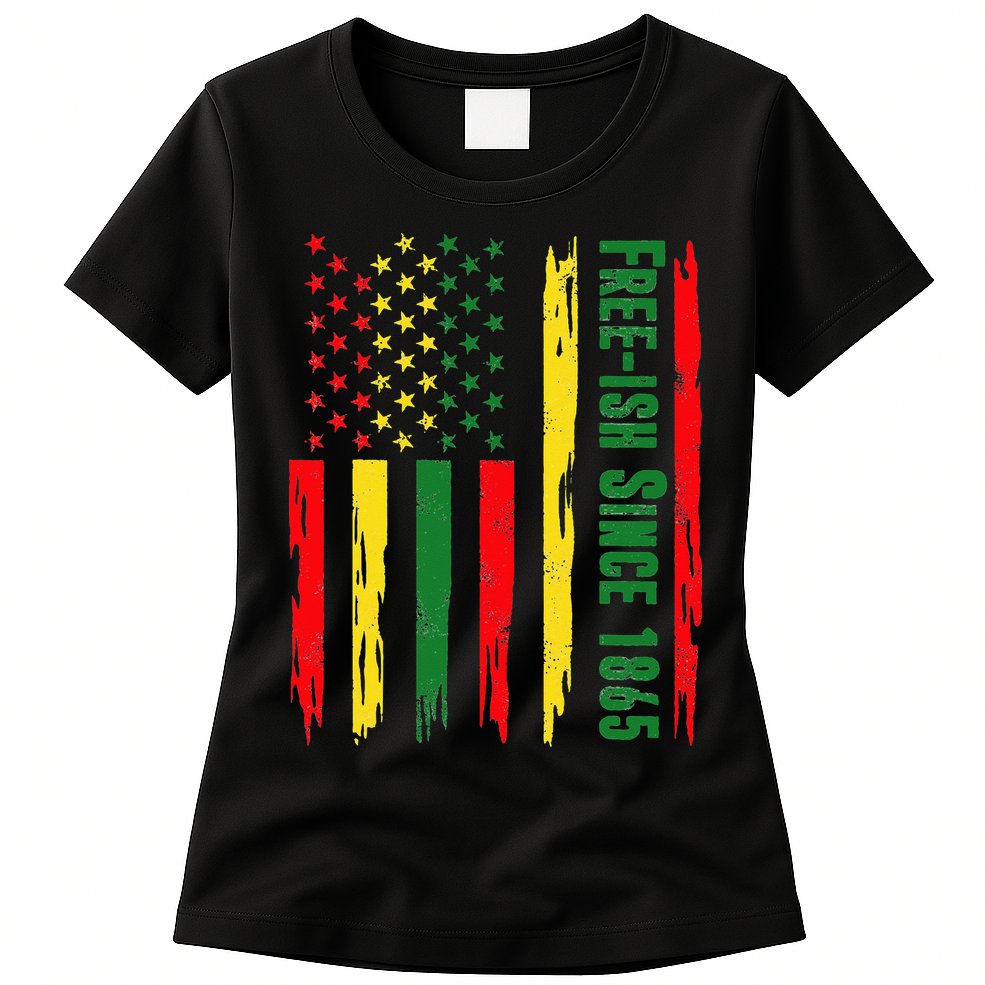 Free Ish Since 1865 With Pan African Flag For Juneteenth Womens T-Shirt