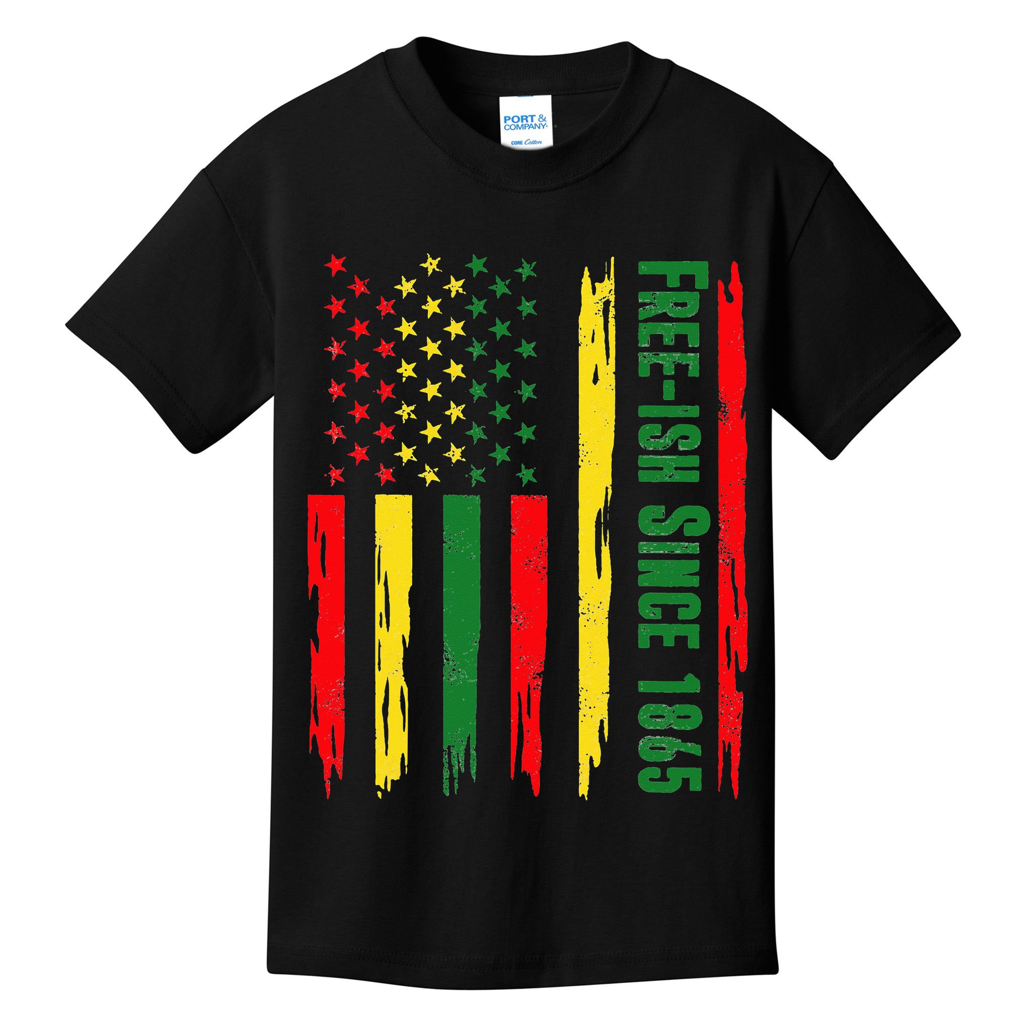 Free Ish Since 1865 With Pan African Flag For Juneteenth Kids T-Shirt