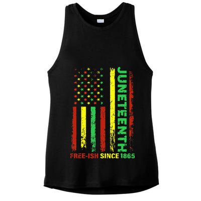 Free Ish Since 1865 With Pan African Flag For Juneteenth Ladies PosiCharge Tri-Blend Wicking Tank