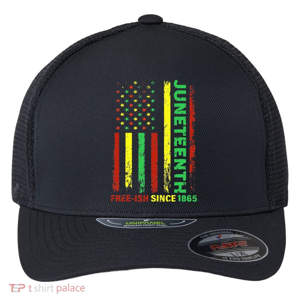 Free Ish Since 1865 With Pan African Flag For Juneteenth Flexfit Unipanel Trucker Cap