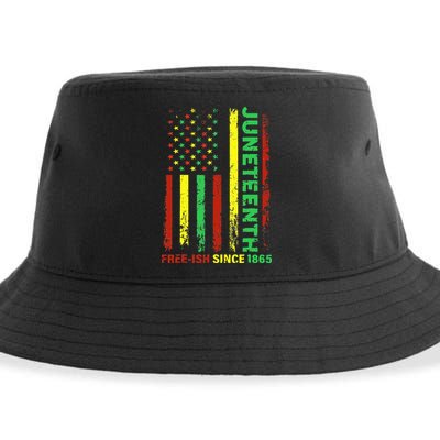 Free Ish Since 1865 With Pan African Flag For Juneteenth Sustainable Bucket Hat