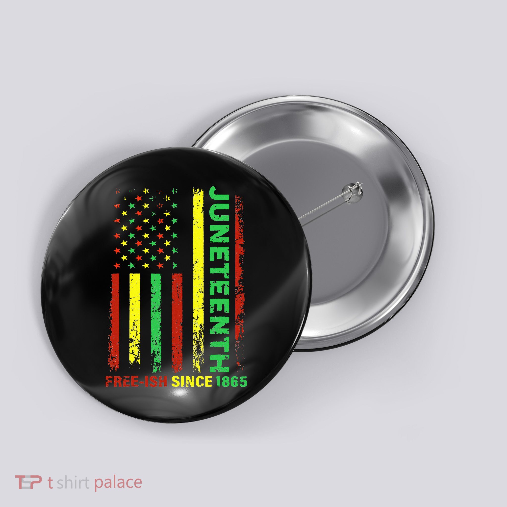 Free Ish Since 1865 With Pan African Flag For Juneteenth Button