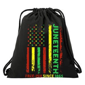 Free Ish Since 1865 With Pan African Flag For Juneteenth Drawstring Bag