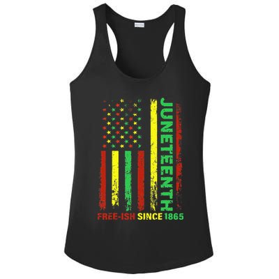 Free Ish Since 1865 With Pan African Flag For Juneteenth Ladies PosiCharge Competitor Racerback Tank