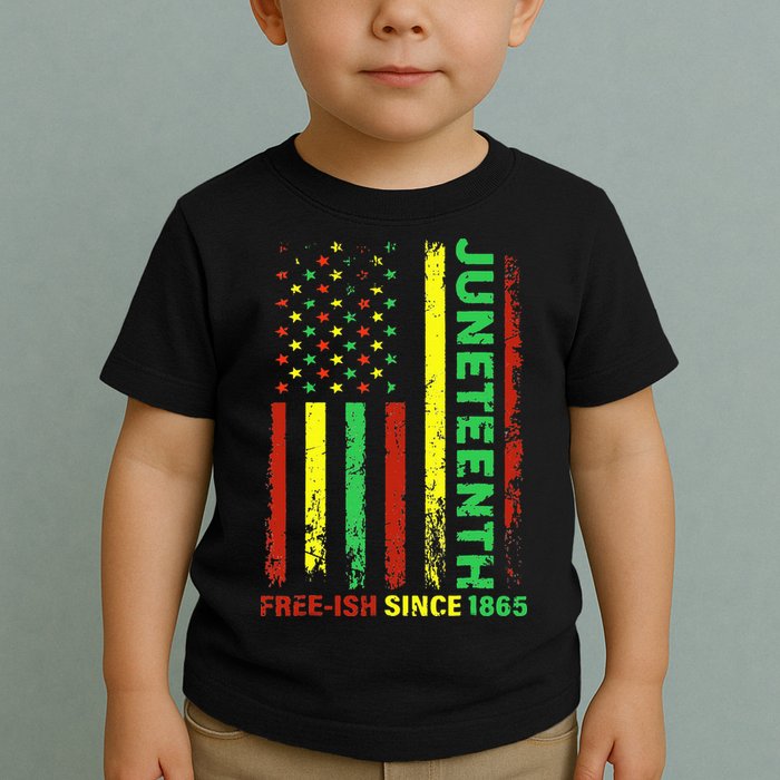 Free Ish Since 1865 With Pan African Flag For Juneteenth Toddler T-Shirt