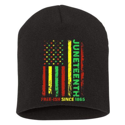 Free Ish Since 1865 With Pan African Flag For Juneteenth Short Acrylic Beanie