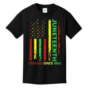 Free Ish Since 1865 With Pan African Flag For Juneteenth Kids T-Shirt