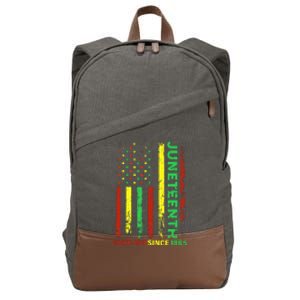 Free Ish Since 1865 With Pan African Flag For Juneteenth Cotton Canvas Backpack