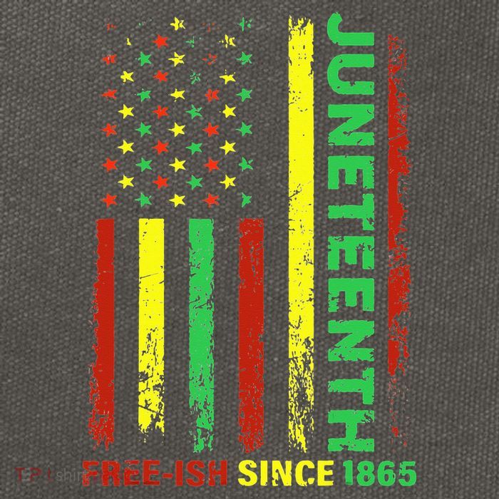 Free Ish Since 1865 With Pan African Flag For Juneteenth Cotton Canvas Backpack