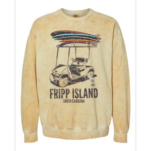 Fripp Island South Carolina Golf Cart Surfer Lowcountry Colorblast Crewneck Sweatshirt