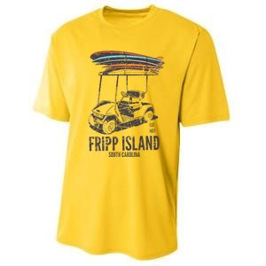 Fripp Island South Carolina Golf Cart Surfer Lowcountry Performance Sprint T-Shirt