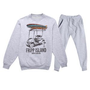 Fripp Island South Carolina Golf Cart Surfer Lowcountry Premium Crewneck Sweatsuit Set