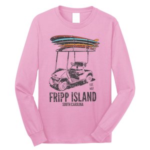 Fripp Island South Carolina Golf Cart Surfer Lowcountry Long Sleeve Shirt