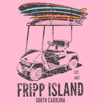 Fripp Island South Carolina Golf Cart Surfer Lowcountry T-Shirt