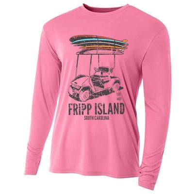 Fripp Island South Carolina Golf Cart Surfer Lowcountry Cooling Performance Long Sleeve Crew
