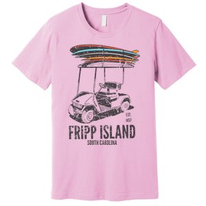 Fripp Island South Carolina Golf Cart Surfer Lowcountry Premium T-Shirt