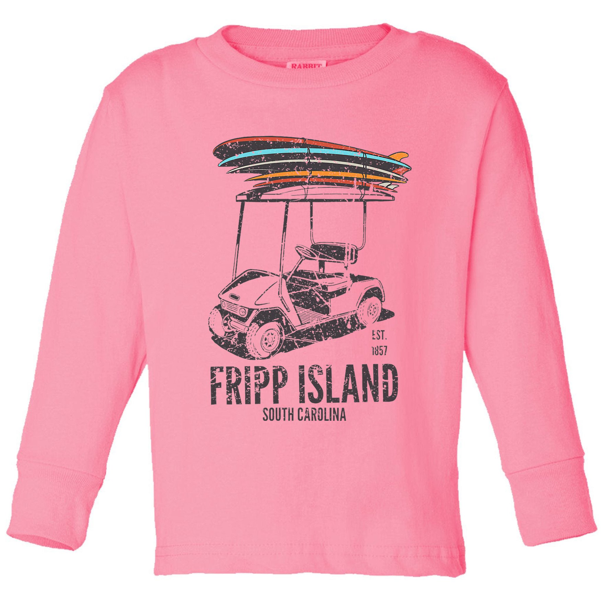 Fripp Island South Carolina Golf Cart Surfer Lowcountry Toddler Long Sleeve Shirt