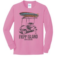 Fripp Island South Carolina Golf Cart Surfer Lowcountry Kids Long Sleeve Shirt