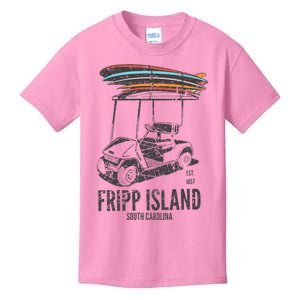 Fripp Island South Carolina Golf Cart Surfer Lowcountry Kids T-Shirt