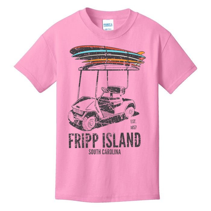 Fripp Island South Carolina Golf Cart Surfer Lowcountry Kids T-Shirt