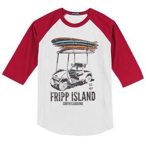 Fripp Island South Carolina Golf Cart Surfer Lowcountry Kids Colorblock Raglan Jersey