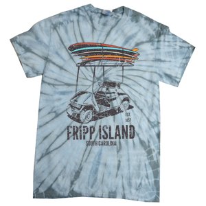 Fripp Island South Carolina Golf Cart Surfer Lowcountry Tie-Dye T-Shirt